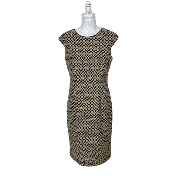 Eliza J Women's Sleeveless Geometric Patterned Multicolor Sheath Dress Size 8 - Picture 1 of 10
